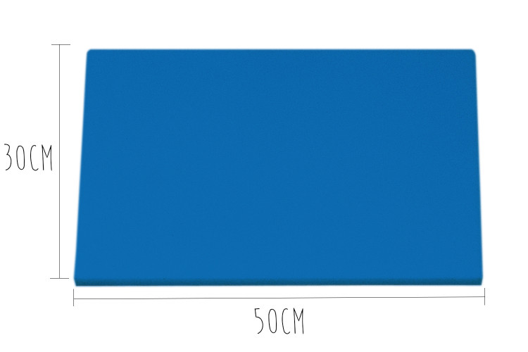 Planche &agrave; d&eacute;couper poly&eacute;thyl&egrave;ne bleue HD500 avec fixations 50x30cm