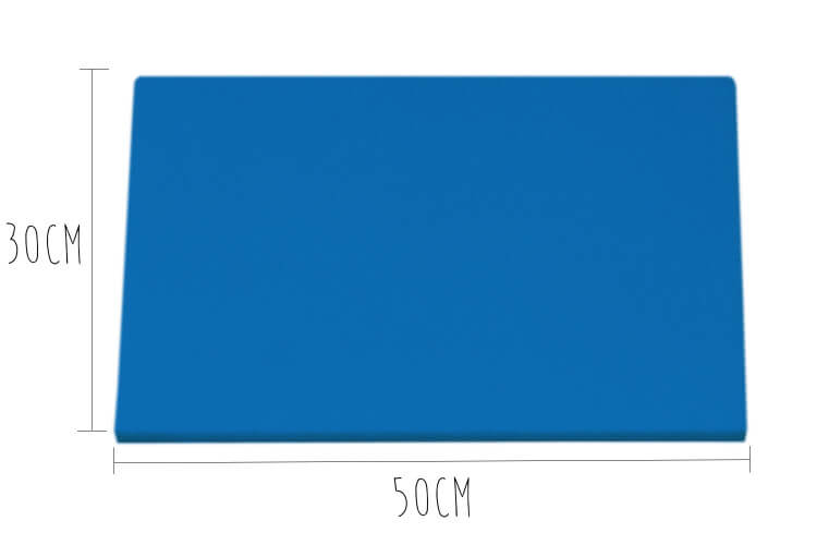 Planche à découper polyéthylène bleue HD500 avec fixations 50x30cm