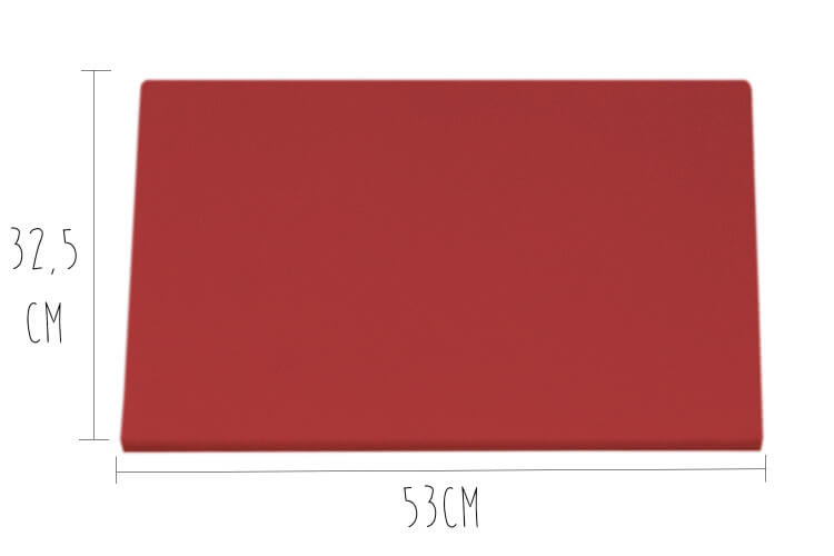Planche à découper polyéthylène rouge HD500 avec pieds 53x32,5cm