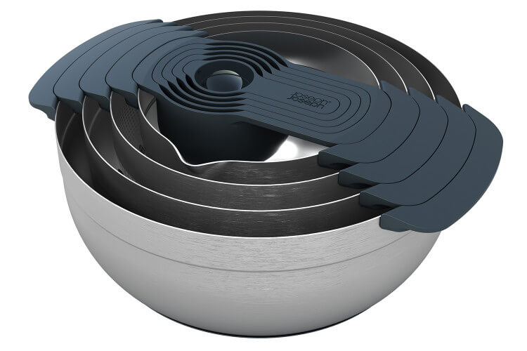 Set de 9 bols/passoires/doseurs Joseph Joseph Nest 100 emboîtables en inox