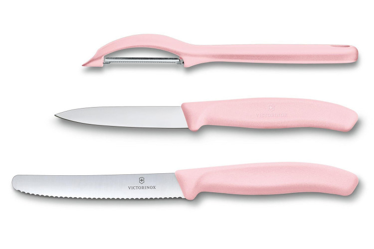 Set 2 couteaux + 1 &eacute;plucheur Victorinox Swissclassic Trend Colors pastel rose