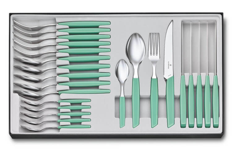 Ménagère 24 pièces Victorinox Swiss Modern acier inox 18/10 manche pastel vert menthe