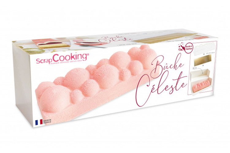 Kit moule &agrave; b&ucirc;che glac&eacute;e c&eacute;leste Scrapcooking + support et bo&icirc;te de transport 