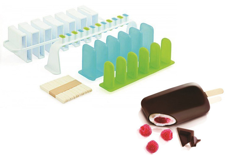 Kit moule &agrave; glace L'Italiano Silikomart - 2 moules silicone et 2 supports synth&eacute;tiques