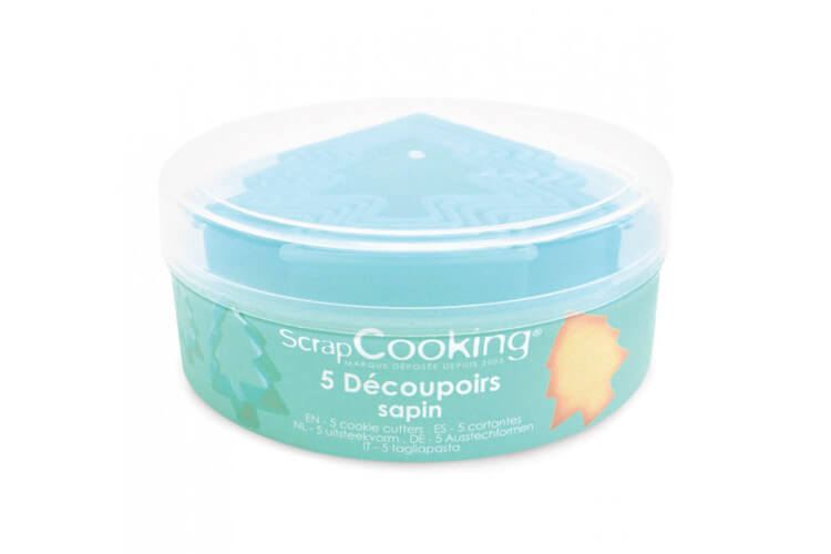 Boite 5 découpoirs sapins Scrapcooking en polypropylène