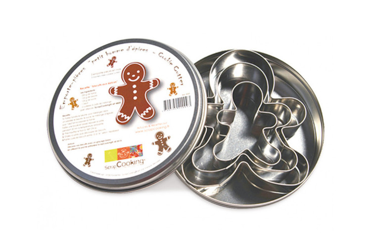 Bo&icirc;te 3 emporte-pi&egrave;ces Scrapcooking en inox - Bonhommes pain d'&eacute;pice