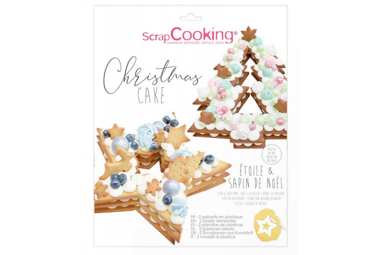 Kit Chistmas cake Scrapcooking 2 gabarits &eacute;toile et sapin - R&eacute;utilisable