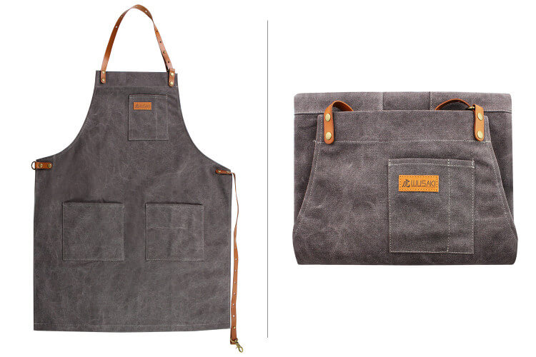 Tablier de cuisine Wusaki en toile et cuir 83x67,5cm - Taille unique