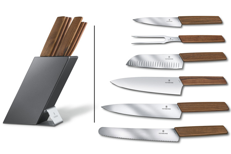 Bloc 6 couteaux de cuisine Victorinox Swiss Modern manches noyer