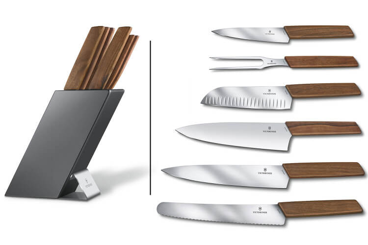 Bloc 6 couteaux de cuisine Victorinox Swiss Modern manches noyer