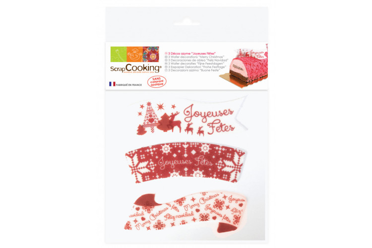 Lot de 3 d&eacute;cos azyme "Joyeuses F&ecirc;tes" Scrapcooking