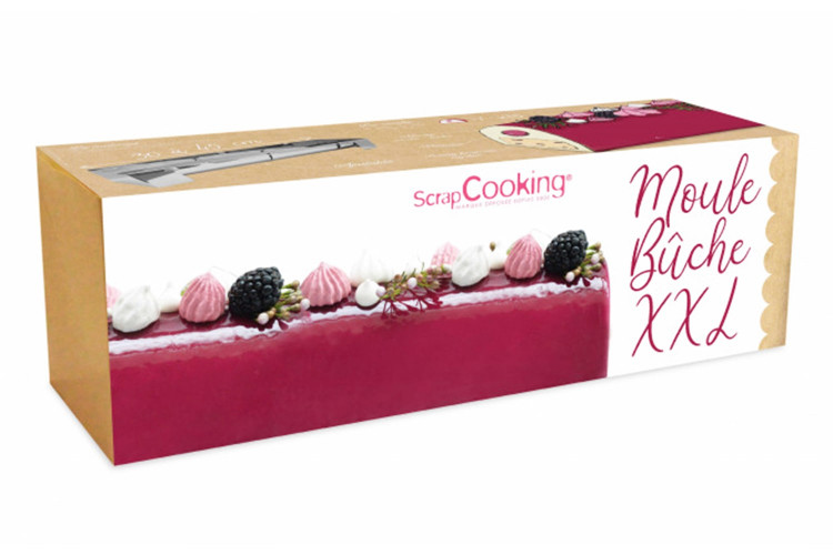 Moule &agrave; b&ucirc;che en inox Scrapcooking - Longueur r&eacute;glable et feuilles rhodo&iuml;d incluses