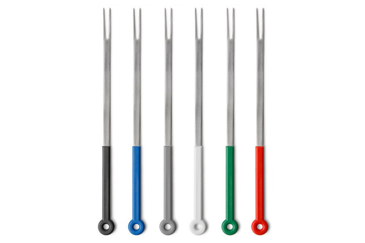 Set de 6 fourchettes &agrave; fondue Mono ring manches color&eacute;s