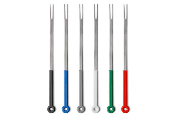 Set de 6 fourchettes à fondue Mono ring manches colorés