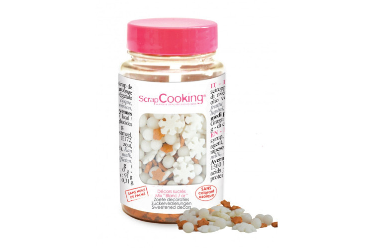 Pot d&eacute;cors sucr&eacute;s Scrapcooking Blanc et or 55g
