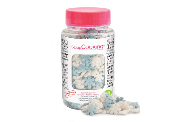 Pot d&eacute;cors sucr&eacute;s Scrapcooking Flocon blanc et bleu 50g