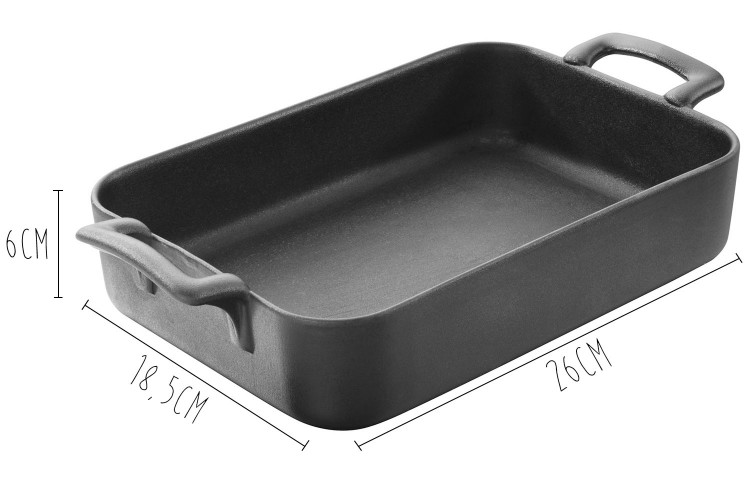 Plat rectangulaire Revol Belle Cuisine 26x18,5cm en porcelaine noire effet fonte