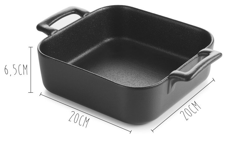 Plat carré profond Revol Belle Cuisine 20x20cm en porcelaine noire effet fonte
