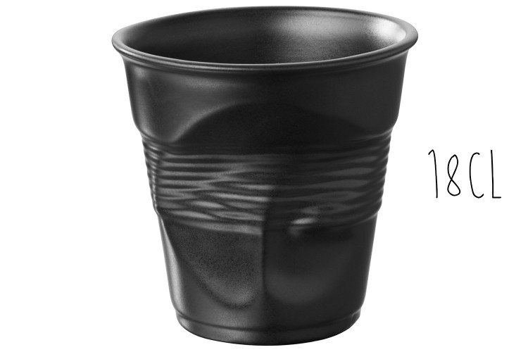 Tasse Revol Cappuccino Froiss&eacute; 18cl en porcelaine noire satin&eacute;e
