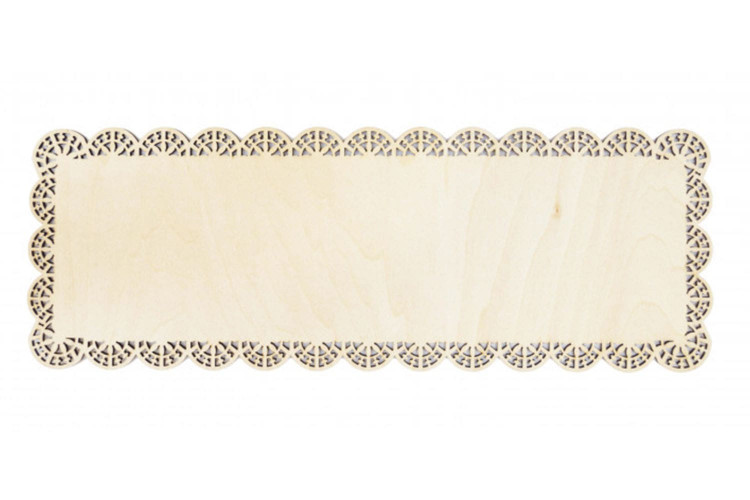Plat &agrave; g&acirc;teau rectangle bord dentelle Scrapcooking en bois 36x13cm