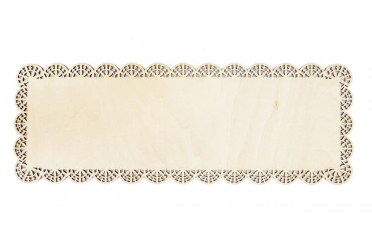 Plat à gâteau rectangle bord dentelle Scrapcooking en bois 36x13cm