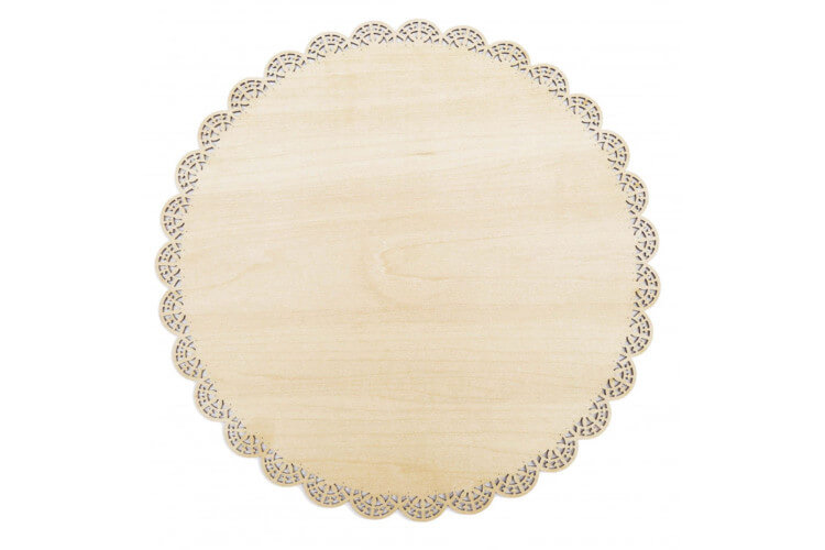 Plat à gâteau rond bord dentelle Scrapcooking en bois 29cm