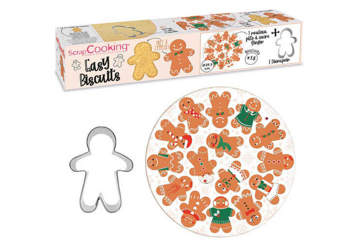 Rouleau pâte à sucre bonhomme pain d'épice Scrapcooking Ginger 150g avec découpoir bonhomme