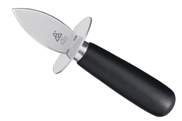 Couteau &agrave; hu&icirc;tres Triangle manche bois laqu&eacute; noir lame et garde inox