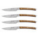 Coffret 4 couteaux à steak Icel lame dentelée 11cm manche bois d'olivier