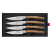 Coffret 4 couteaux à steak Icel lame dentelée 11cm manche incurvé bois d'olivier