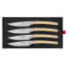 Coffret 4 couteaux à steak Icel lame dentelée 11cm manche incurvé bois d'érable