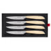 Coffret 4 couteaux à steak Icel lame dentelée 11cm manche droit bois d'érable