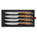Coffret 4 couteaux à steak Icel lame dentelée 11cm manche droit bois d'olivier