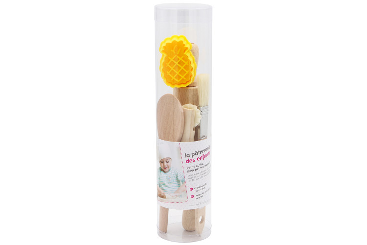Coffret de 5 ustensiles La P&acirc;tisserie des Enfants en bois