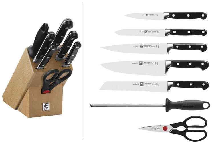Bloc couteaux hêtre 7 pièces Zwilling Professionnal S lames forgées