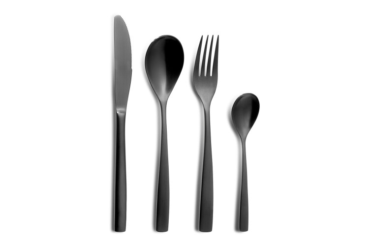 M&eacute;nag&egrave;re 24 pi&egrave;ces Comas BCN Colors Noir acier inox 18/0