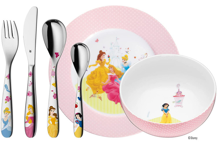 Coffret couverts et vaisselle enfant 6 pi&egrave;ces WMF Disney&copy; Princesses acier inox 18/10 Cromargan