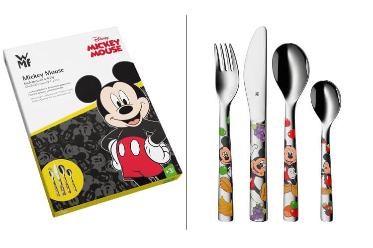 Couverts enfant 4 pièces WMF Mickey Mouse en acier inox 18/10 Cromargan