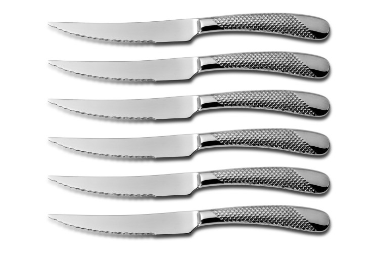 Coffret bois 6 couteaux &agrave; steak Comas Geometric acier inox 13/0