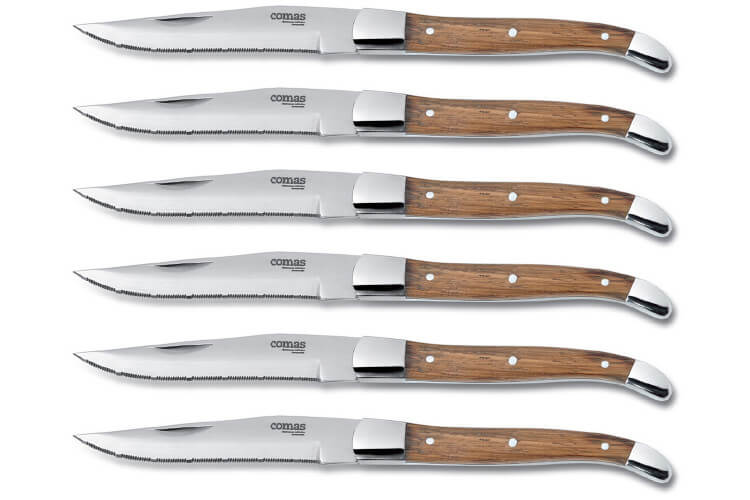 Coffret bois 6 couteaux à steak Comas Alps acier inox 13/0