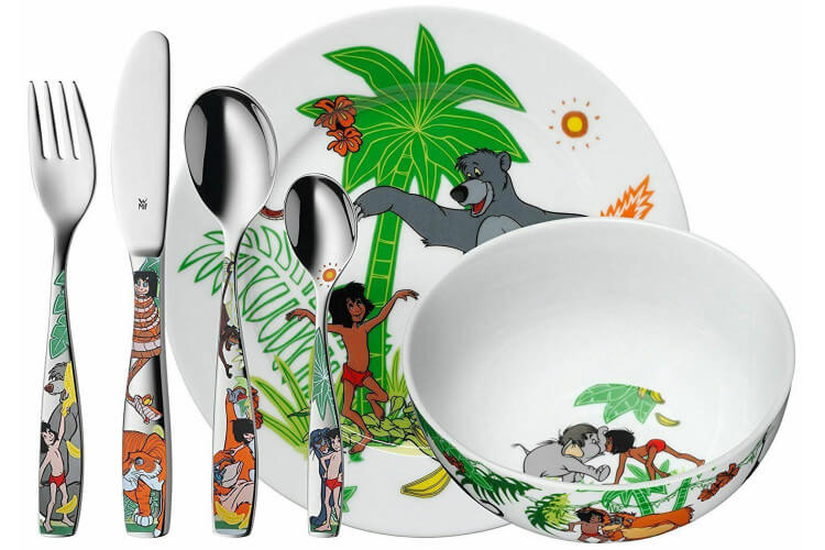 Coffret couverts et vaisselle enfant 6 pièces WMF Le Livre de la Jungle acier inox 18/10 et porcelaine