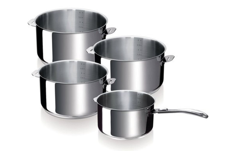 Set de 4 casseroles Beka Evolution en inox 14, 16, 18 et 20cm - Poign&eacute;e amovible incluse