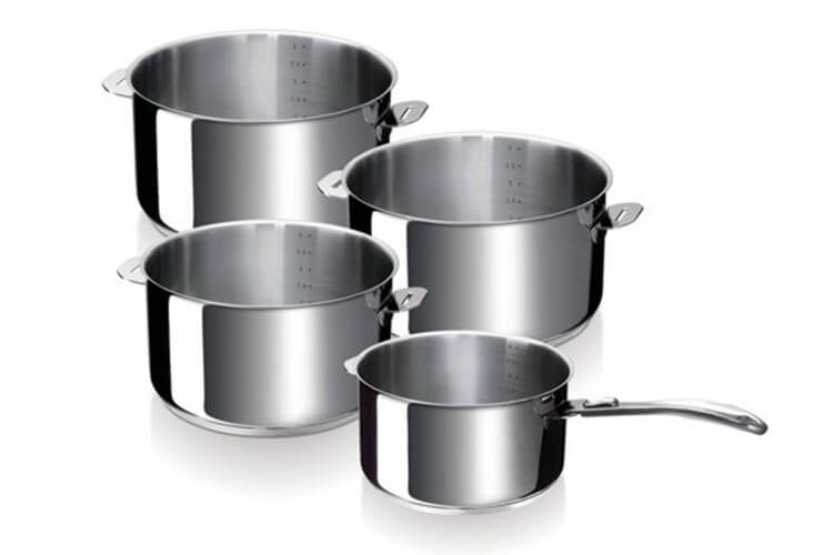 Set de 4 casseroles Beka Evolution en inox 14, 16, 18 et 20cm - Poignée amovible incluse