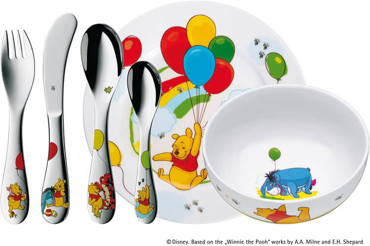 Coffret repas enfant WMF Winnie l'Ourson 6 pièces acier inox 18/10 et porcelaine