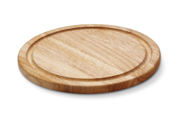 Planche à steak ronde Continenta avec rigole en bois d'hévéa