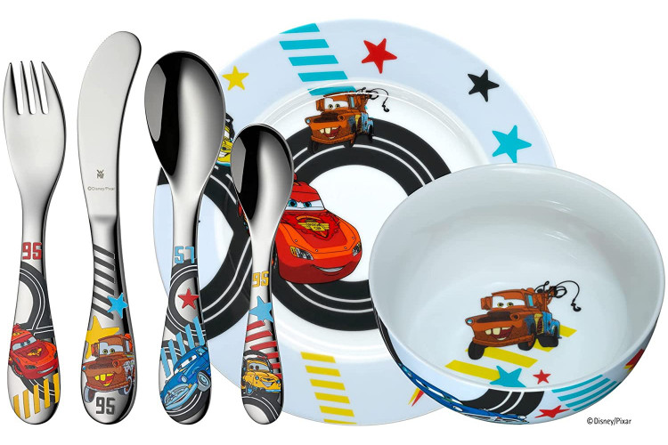 Coffret repas enfant WMF Cars 6 pi&egrave;ces acier inox 18/10 et porcelaine