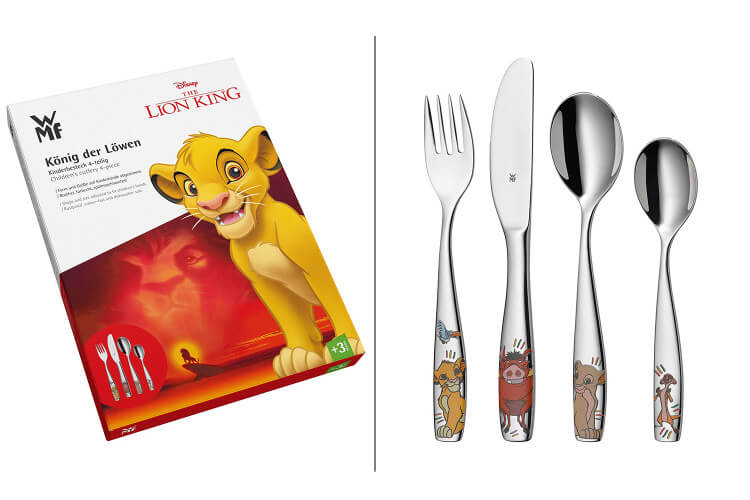 Couverts enfant 4 pièces WMF Le Roi Lion en acier inox 18/10 Cromargan