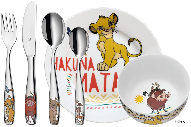 Coffret repas enfant WMF Le Roi Lion acier inox 18/10 et porcelaine