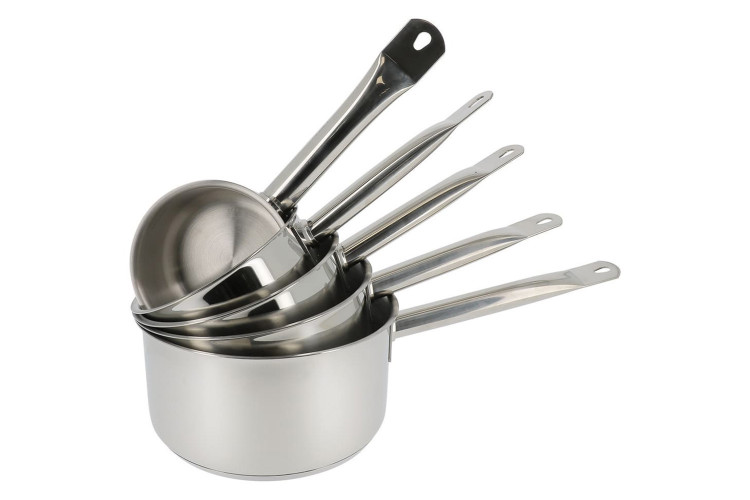 Set de 5 casseroles Baumalu Ligne Professionnelle avec bord verseur en acier inox 12 &agrave; 20cm