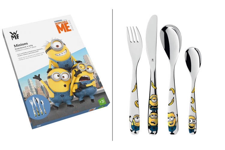 Couverts enfant 4 pièces WMF Les Minions en acier inox 18/10 Cromargan